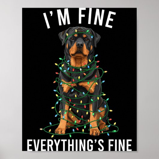 Poster Rottweiler Christmas I'm Fine Everything Is Fine (Devant)