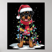Poster Rottweiler Christmas Tree Santa Hat Lights Xmas Do (Devant)