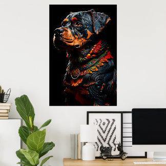 Poster Rottweiler dans l'attrait cérémoniel guerrier