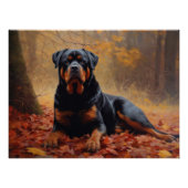 Poster Rottweiler dans les feuilles d'automne automne aut (Devant)