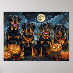 Poster Rottweiler Halloween Effrayant
