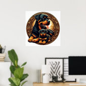 Poster Rottweiler maman et chiot (Bureau à domicile)
