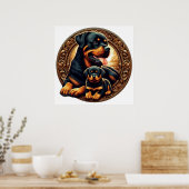 Poster Rottweiler maman et chiot (Cuisine)