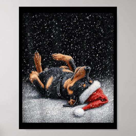 Poster Rottweiler mignon Noël drôle  (Devant)