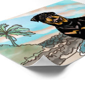 Poster Rottweiler Playing at Hawaii Beach (Coin)