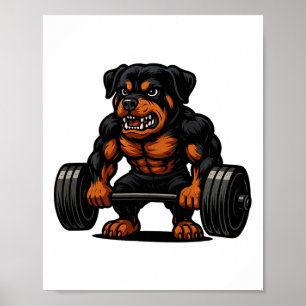 Poster Rottweiler Poids Bodybuilder entraînement Gym D