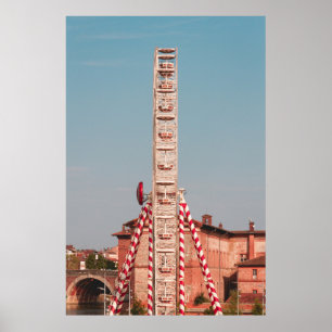 POSTER ROUE DE FERRIS BLANCHE ET ROUGE EN JOURNÉE