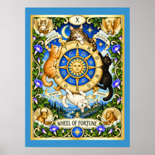 Poster Roue de la Fortune Chat Tarot - Cycles de Changeme