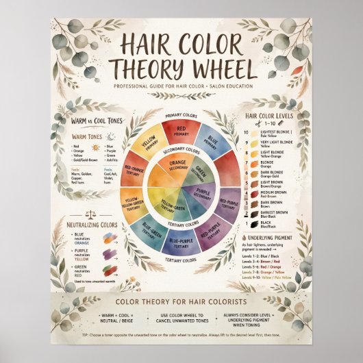 Poster Roue de Théorie de Couleur de Cheveux Boho (Devant)