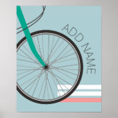 Poster Roue de vélo Hipster avec nom personnalisé 20x28 (Devant)