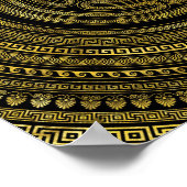 Poster Roue d'Hécate clé grecque Noir et Or (Coin)