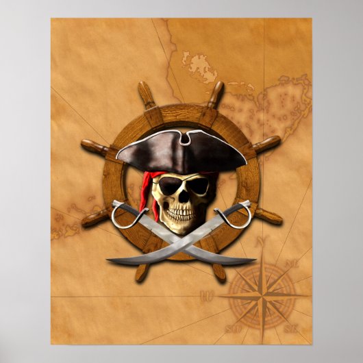 Poster Roue jolly roger pirate (Devant)