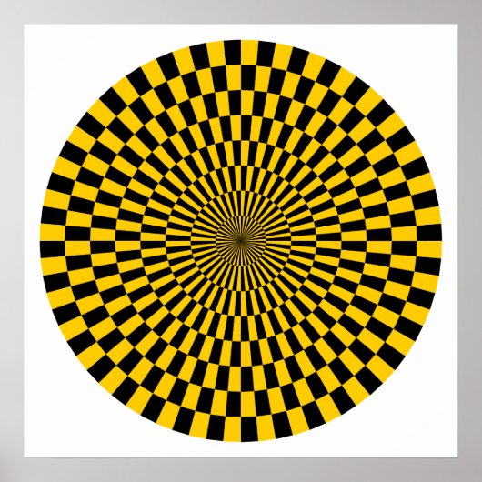 Poster Roue Op Art - Ambre et Noir (Devant)