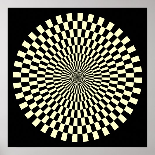 Poster Roue Op Art - Crème et noir (Devant)