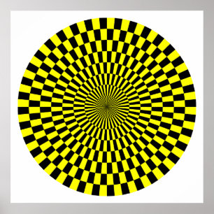 Poster Roue Op Art - Jaune et Noir