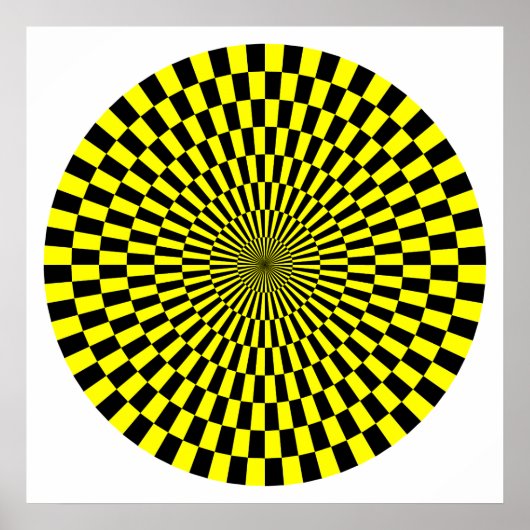 Poster Roue Op Art - Jaune et Noir (Devant)