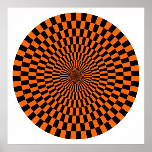 Poster Roue Op Art - orange et noir (Devant)