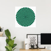 Poster Roue Op Art - Turquoise et Noir (Bureau à domicile)