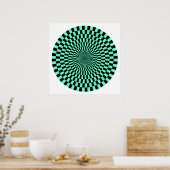 Poster Roue Op Art - Turquoise et Noir (Cuisine)