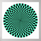 Poster Roue Op Art - Turquoise et Noir (Devant)