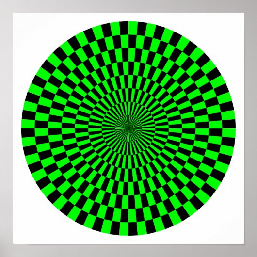 Poster Roue Op Art - Vert et Noir (Devant)