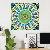 Poster Roue turquoise de Fortune Fractal Art (Bureau à domicile)