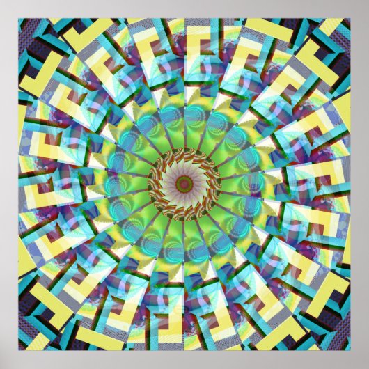 Poster Roue turquoise de Fortune Fractal Art (Devant)