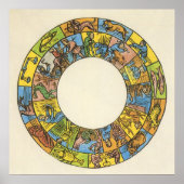 Poster Roue vintage céleste, Zodiaque astrologique (Devant)