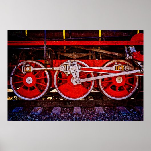 Poster Roues de train à vapeur vintage (Devant)