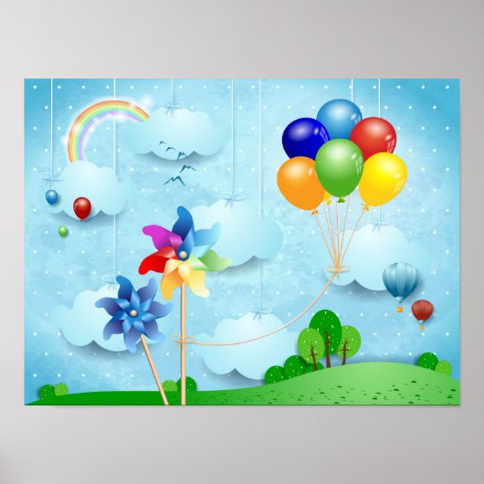 Poster Roues et ballons (Devant)