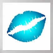 Poster Rouge à lèvres Aqua Blue sur fond blanc (Devant)