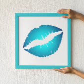 Poster Rouge à lèvres Aqua Blue sur fond blanc