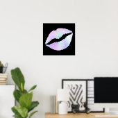 Poster Rouge à lèvres pastel iridescent baiser sur fond n (Bureau à domicile)