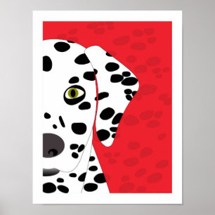 Poster Rouge abstrait, noir et blanc de l'art de chien