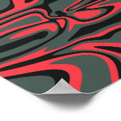 Poster Rouge Abstrait, noir et vert foncé (Coin)
