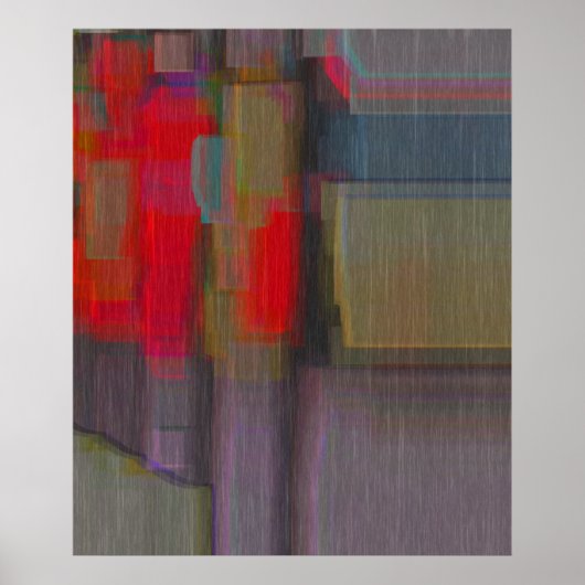 Poster Rouge, abstrait numérique (Devant)