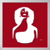 Poster rouge abstraite femme noire levant les cheveux nat (Devant)