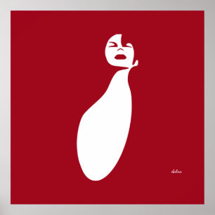 Poster rouge abstraite femme noire levant les cheveux nat