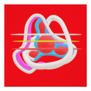 Poster Rouge avec design surréaliste abstrait dans des co