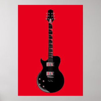 Poster Rouge Black Pop Art Guitare électrique