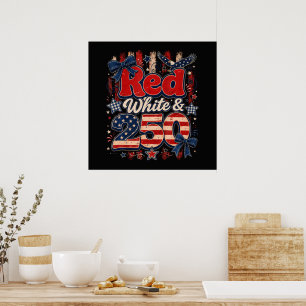 Poster Rouge Blanc 250 Ans Liberté Américaine 1776-2026