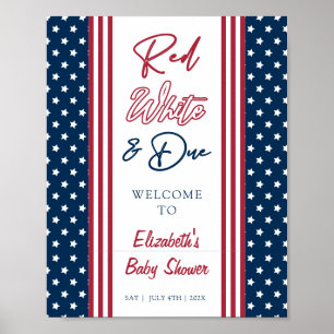 Poster Rouge Blanc & 4 juillet Baby shower Bienvenue