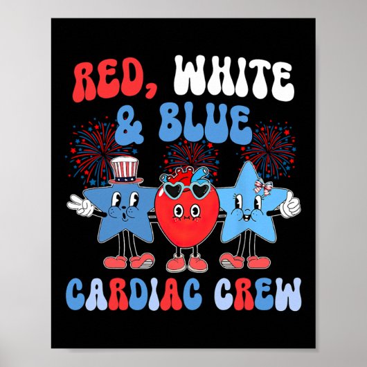 Poster Rouge Blanc Bleu Cardiaque Creux Cardiologie Cath  (Devant)