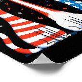 Poster Rouge Blanc Bleu Chats Usa Drapeau Feu 4 juillet (Coin)