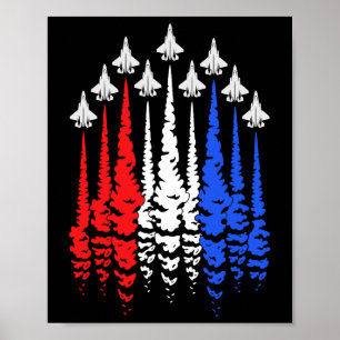Poster Rouge Blanc Bleu Jets Patriotiques Drapeau Usa Hom