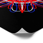 Poster Rouge Blanc Bleu Noir Art Abstrait Kaleidoscope (Coin)