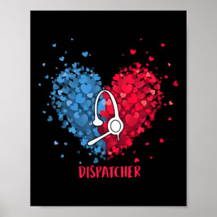 Poster Rouge Blanc Bleu Patriotique Opératrice 911 Cœur 4