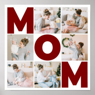 Poster Rouge & Blanc Collage de 6 photos Maman