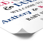 Poster Rouge, Blanc & Due ! Accueil 4 juillet Baby shower (Coin)