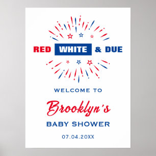 Poster Rouge Blanc Et 4 juillet Accueil Baby shower